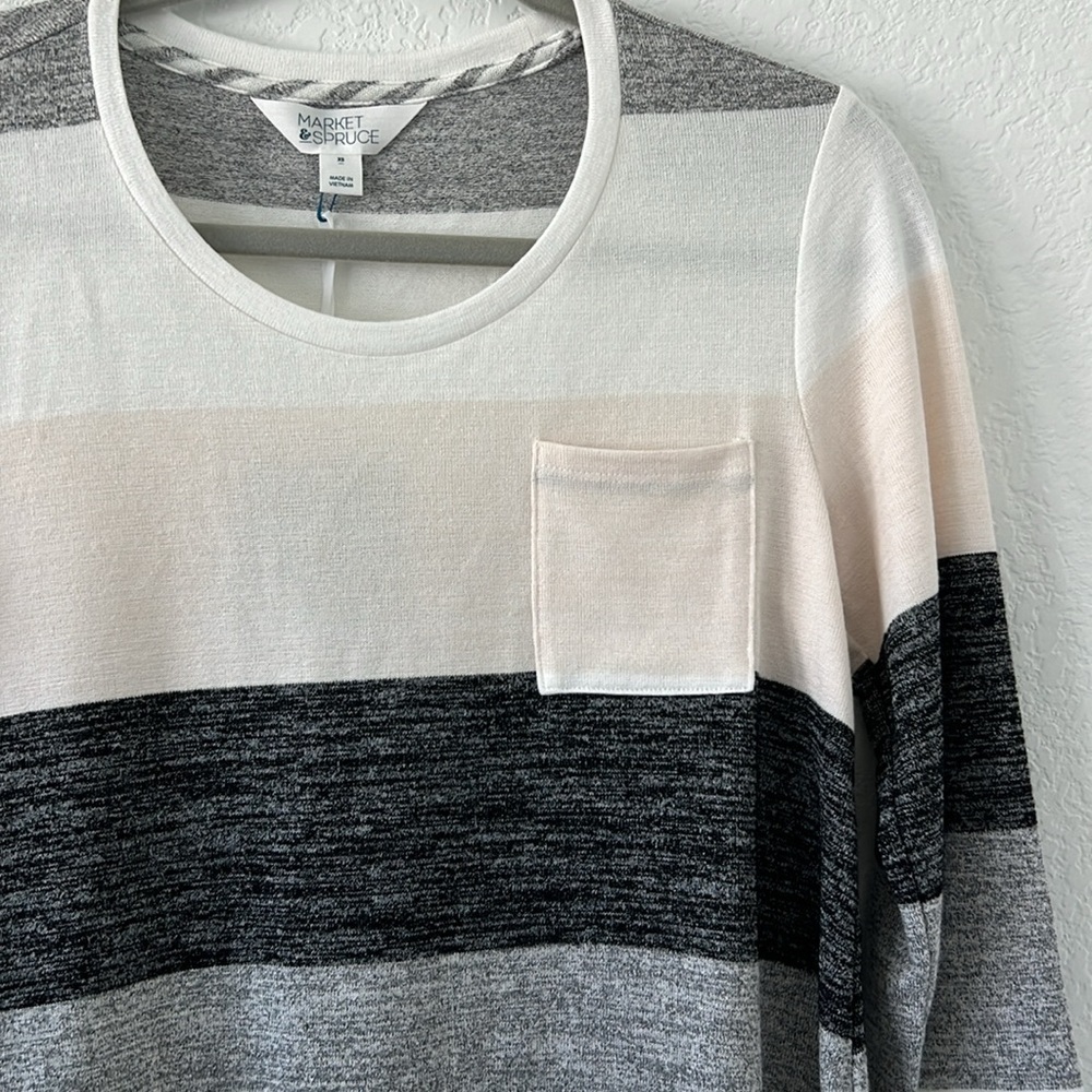 NWT Market & Spruce Vreelan 1 Pocket Side Knot Striped Knit Top Size XS 🌹 - Picture 3 of 6